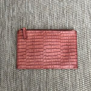 J. CREW leather embossed croc zip pouch